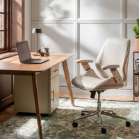 Chaise de bureau de direction de luxe en bois courbé, pivotante à 360°, moderne, très vendue, en cuir premium, réglable en hauteur, durable, pour adultes, idéale pour la détente