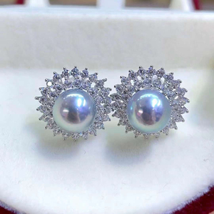 SGARIT bijoux de mode 925 boucles d'oreilles en argent Sterling perle eau de mer 7-8mm naturel japon <span class=keywords><strong>Akoya</strong></span> perle fleur femmes boucles d'oreilles - Product Image 4