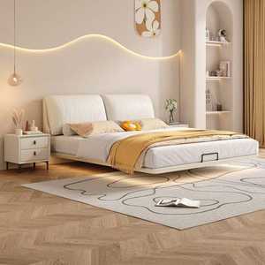Lits rembourrés crème flottants King Size Chambre à coucher moderne en cuir Ses Plate-forme <span class=keywords><strong>de</strong></span> literie Rangement Ensemble <span class=keywords><strong>de</strong></span> <span class=keywords><strong>lit</strong></span> en cuir <span class=keywords><strong>avec</strong></span> table <span class=keywords><strong>de</strong></span> <span class=keywords><strong>chevet</strong></span> - Product Image 2