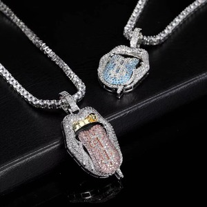 Customized Urban Streetwear Jewelry VVS1 GRA Moissanite Dollar Symbol Mouth Charms Prong Setting S925 <b>Silver</b> Iced Out <b>Necklaces</b> - Product Image 4