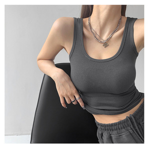 <span class=keywords><strong>Camiseta</strong></span> sin Mangas de Algodón Elástico con Cuello en U, Ajustada, Sexy, Deportiva, para Mujer, Verano, <span class=keywords><strong>Tirantes</strong></span>, Top - Product Image 4