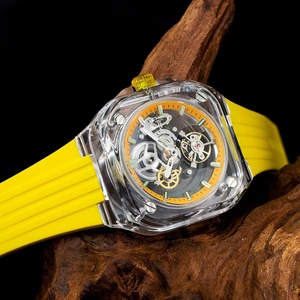 Montre automatique à quartz pour homme, design tendance ODM, luxe, squelette, logo personnalisé, montres mécaniques carrées ajourées OEM - Product Image 2