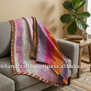 Edredón bordado hecho a mano de kantha, precio increíble con descuento de la india, venta al por mayor - Product Image 4