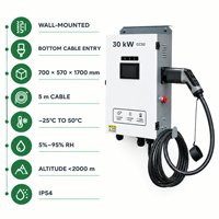 Station de recharge au sol 30 kW CCS2 double connecteur OCPP 1.6J avec écran tactile IP54 pour entrepôt logistique, arrêt d'urgence, compteur d'énergie PV