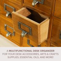 Organisateur de bureau de catalogue de cartes à 16 tiroirs en bois rustique Home Office Curio Cabinet Tea Coffee Pod Storage Commode d'apothicaire