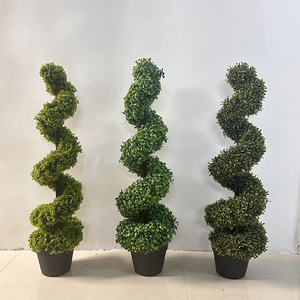 Albero di Bosso Artificiale Decorativo in PE e Pianta in Vaso 90cm 120cm Altezza, Bosso a Spirale in Plastica, Foglie Artificiali Decorative in <span class=keywords><strong>Legno</strong></span> - Product Image 5