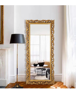 Specchio da Terra a Figura Intera con Cornice Intagliata a Fiori per Salone di Bellezza, Specchio da Parete di Grandi Dimensioni - Product Image 4