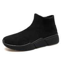 Chaussures décontractées pour hommes de haute qualité, légères, chaussures d'hiver à chaussettes, chaussures mi-hautes, chaudes, à enfiler, semelles souples, chaussures de course