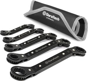 DURATECH 10-Piece Reversible Ratcheting Wrench Set, Offset Double <b>Box</b> End & Metric, with Rolling - Product Image 1