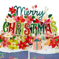 Carte de Noël personnalisée en pop-up 3D avec Père Noël et ses amis, cadeau numérique imprimable pour Noël ou les fêtes, couverture 5" x 7"