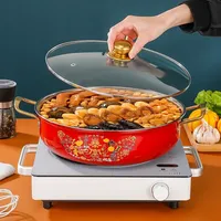 Marmite à soupe en acier inoxydable 316, style bassin, base antiadhésive à écailles de poisson, modèle épaissi pour fondue, couvercle en verre, compatible cuisinière à induction