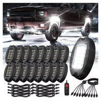 JINXIN RGB Pure White 16 Pods 24 LED Rock Lamp pour camion, SUV, VTT, bateau, moto, éclairage sous châssis 12V