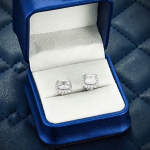 Mới đến Texas 9mm moissanite Halo Stud Bông tai vít trở lại S925 Bạc asscher cắt vvs moissanite Stud cho nam giới - Product Image 3