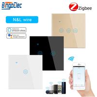 Interrupteur intelligent Zigbee standard UE avec minuterie et télécommande, panneau en verre blanc/noir, 1/2/3/4 voies, compatible Wi-Fi