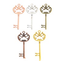 Pendentif Clé Squelette Décorée en Alliage, Couronne et Nœud, pour Porte-Cartes d'Invité de Mariage