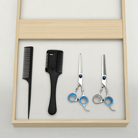 Kit de ciseaux de coiffure 4 pièces en acier inoxydable pour usage domestique – Ensemble de coupe et d'éclaircissement pour barbier