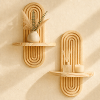 Étagère flottante ovale en bois massif rainuré, moderne, murale, multifonctionnelle, pour la cuisine, la salle de bain, la décoration de la maison