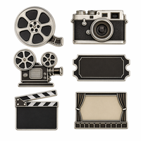 Badge en métal personnalisé en gros, épinglette de cinéma vintage, badge bobine de film, souvenir de film rétro, cadeau, fabrication OEM ODM