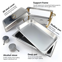 YITIAN Réchaud de buffet hydraulique pliant en acier inoxydable pour service de mariage et traiteur, chauffe-plats de buffet, ensemble chauffe-plats