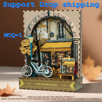 OCHOICE Drop Shipping MOQ=1 Kit DIY para Rincón de Lectura, Librería de París con Luz LED, Rompecabezas 3D de Madera, Decoración para Estantería
