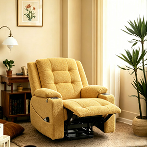 Fauteuil à bascule électrique moderne gris-bleu en tissu pour adultes, avec port de charge USB, fonction de levage et chaleur, grand format - Product Image 3