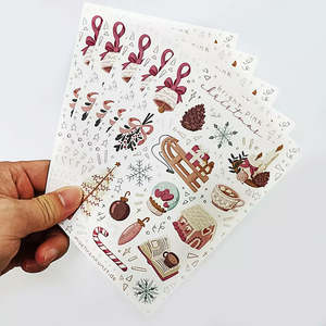 Feuille d'autocollant <span class=keywords><strong>de</strong></span> décoration <span class=keywords><strong>de</strong></span> Noël personnalisé A4 A5 A6 taille brillante/mate/pailletée film laminé imperméable vinyle impression baiser coupe - Product Image 3