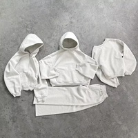 Ensemble sweat-shirt et pantalon de survêtement à jambes larges en deux pièces, poids moyen, unisexe, sweat-shirt à fermeture éclair surdimensionné personnalisé, écologique, 100% nylon, 500g