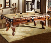 Table de billard classique d'intérieur de qualité supérieure, pleine grandeur, avec plateau en ardoise sculpté, en bois massif, styles anciens personnalisés