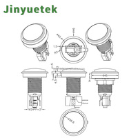 JY Factory Best Price Custom Durable 45mm 5/12/24V LED Illuminated Momentary Video Arcade Game Push Button Plastic 1 Year