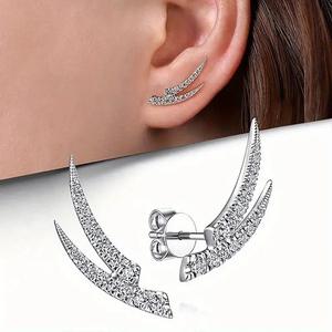 Pendientes Tiyo de Hoja Plateada con Zirconia de Corte Cojín, Diseño Geométrico Vintage para Mujer, Regalo, Aleación de Zinc, Engaste de Canal - Product Image 1