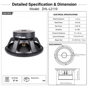 Subwoofer Professionale da 21 Pollici 2500W RMS Passivo in Metallo per PA, Bobina Vocale da 150mm, Doppio Magnete da 300mm, per Stadi, Concerti e Palcoscenici - Product Image 3