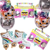 Chaussures de patinage rétro Hawin à thème disco des années 80, ballons en feuille d'hélium radio imprimés UV, ballons métalliques écologiques pour fête d'anniversaire