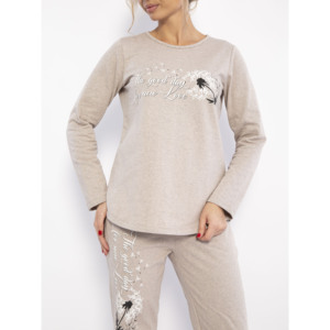 Conjunto de Pijama ZARKA para Mujer, 100% Algodón Suave, Diseño Liso, Manga Larga, Cuello Redondo, Cintura Elástica con Cierre de Botones, Tallas 48-66 - Product Image 2