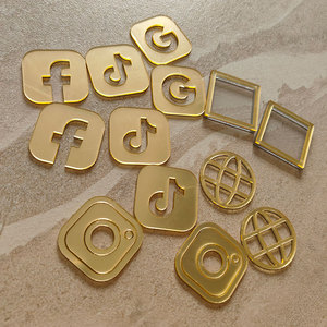 Venta al por mayor <span class=keywords><strong>Facebook</strong></span> <span class=keywords><strong>Instagram</strong></span> Tiktok espejo acrílico Social Media iconos Logo para Lets Get Social placa - Product Image 2