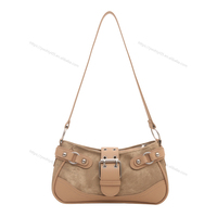 Sac bandoulière Y2K en jean patchwork pour femme, sac à main en cuir PU avec boucle métallique