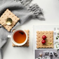 Sous-verre en bois massif en forme de biscuit, créatif, à bords ondulés, en noyer, résistant à la chaleur, pour table et tasses à café