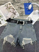 Shorts d'occasion modèle FYK062 à 0,99 $ – Taille M-2XL – Jean décontracté d'été taille mi-haute extensible – Unisexe – Fujian, Chine