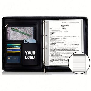 Promo Gifts Custom Logo A4 Business Leather Professional Padfolio Organizer Zippered Resume Portfolio <b>Folder</b> <b>Binder</b> - Product Image 1