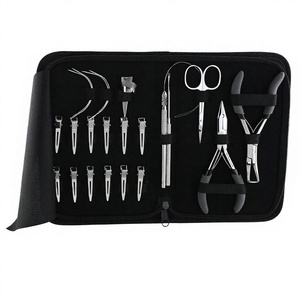 Kit d'outils professionnels pour extensions de cheveux à usage commercial : Aiguilles en C, crochets à boucle en acier inoxydable, outils de pose et de retrait de perles à sertir - Product Image 1
