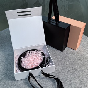 Factory Direct Eco-Friendly Rigid Folding <b>Magnetic</b> Gift <b>Box</b> Ribbon Handle Recyclable Cardboard Gift Packaging Bulk Custom Logo - Product Image 4