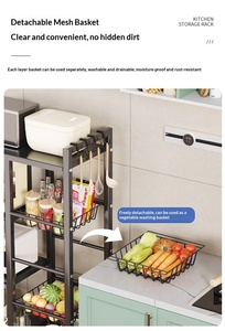 Étagère de rangement pour <span class=keywords><strong>four</strong></span> à micro-ondes à côté de la cuisinière, debout, mobile, quatre étages, nouvelle, non pliable, en métal, multifonctionnelle, étagère de cuisine - Product Image 3