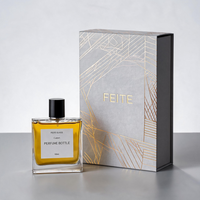 Flacon de parfum plat de 50 ml, design personnalisé, flacon de parfum en verre vide haut de gamme avec boîte d'emballage et bouchon magnétique