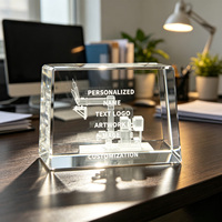 Plaque en cristal trapézoïdale horizontale Neelpure, gravée en 3D à l'intérieur, avec logo personnalisé de robot industriel, pour récompense
