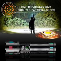 Lampe de poche laser blanche pour alliage d'aluminium Zoom télescopique Étanche Lumière haute intensité Affichage numérique Urgence extérieure