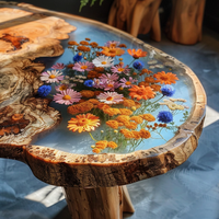 Mobilier de maison moderne en bois de noyer massif direct d'usine Restaurant cuisine rivière table à manger dalle de résine époxy