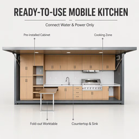 Cuisine mobile en conteneur d'acier, unité de cuisine modulaire préfabriquée pour extérieur, atelier pliable 3M 4M 6M, cabine de chantier, site de travail à distance