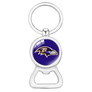 NFL National Football League team logo BALTIMORE RAVENS beer bottle opener metal bottle opener key chain ring pendant