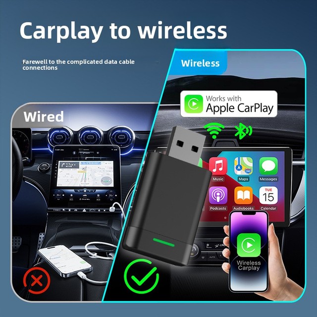 Cross-border CarPlay Android Auto Box Wired-to-Wireless Two-in-One Adapter Bluetooth 5.0/WiFi OLIVER Car Fitment In-Car TAB08