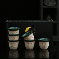 Ensemble de 6 tasses à café arabes en céramique écologique Gawa Pottery, motif palmier dattier, 70 ml, un cadeau pour la Journée nationale saoudienne