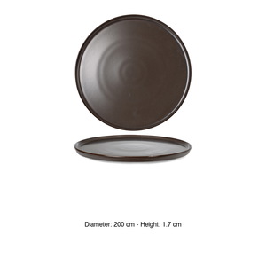 Plato Plano Reactiv Brown Ø 20 cm H 1.7 cm Apilable Porcelana Fina Impresión Digital Rinart - Product Image 3